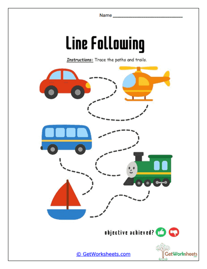 Things That Go Path Practice Worksheet