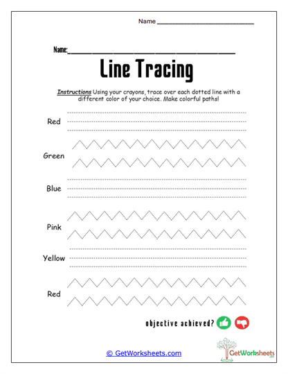 Colorful Line Practice Worksheet