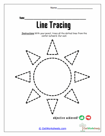 Sunburst Line Tracing Worksheet