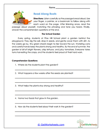Read Along Roots Worksheet