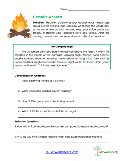 Campfire Whispers Worksheet