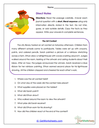 Direct Notes Worksheet