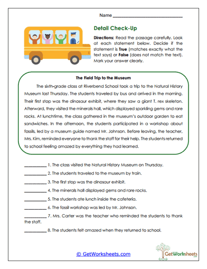 Detail Check-Up Worksheet
