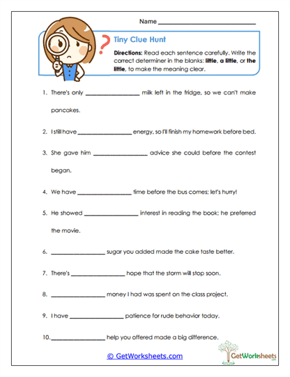 Tiny Clue Hunt Worksheet
