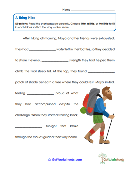 Contextual Determiners Practice Worksheet