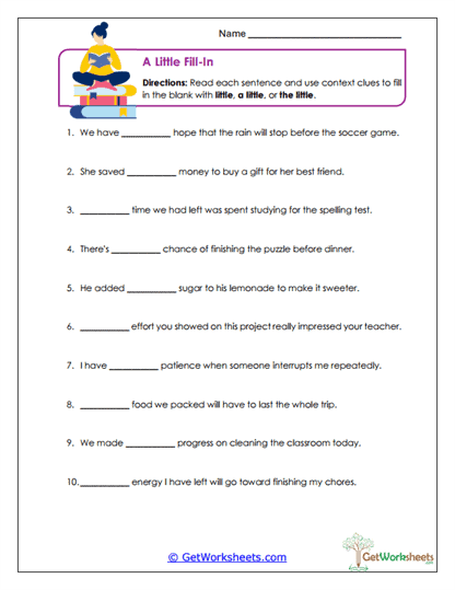 A Little Fill-In Worksheet