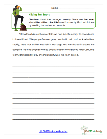 Hiking for Errors Worksheet