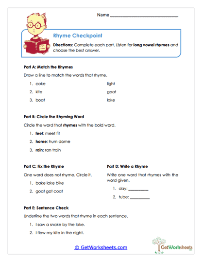 Long Sound Builder Worksheet