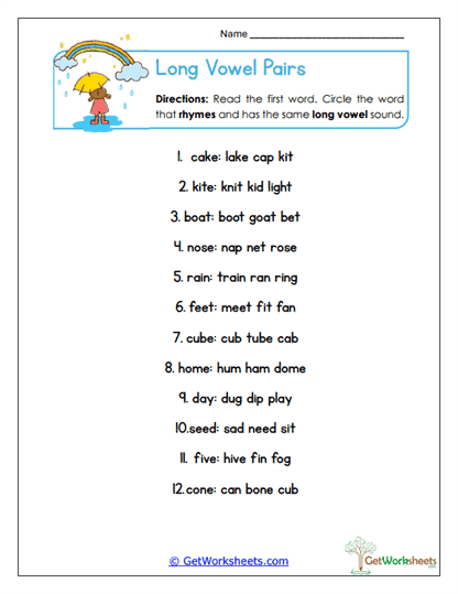 Pairs Pick Worksheet