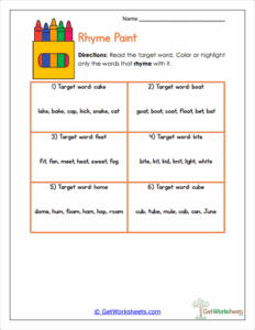 Color Find Worksheet - Spotting Long Vowel Sound Matches