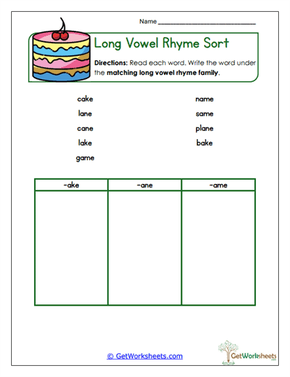 Family Sort Worksheet