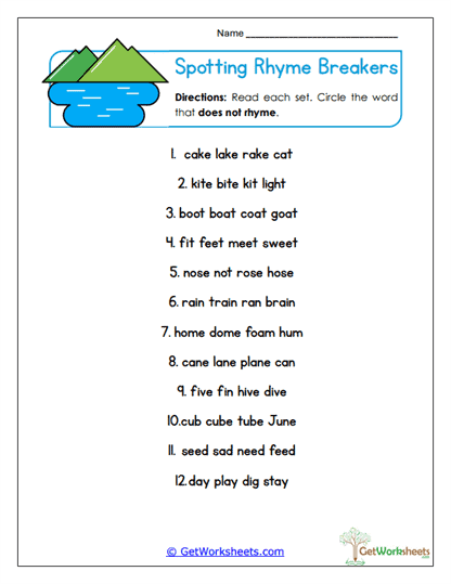 Odd One Out Worksheet