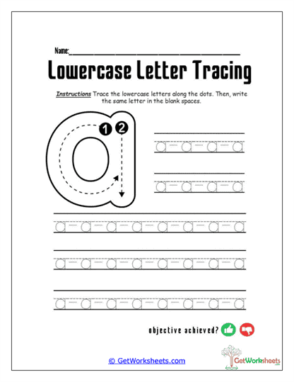 Lowercase Letter Tracing Worksheets
