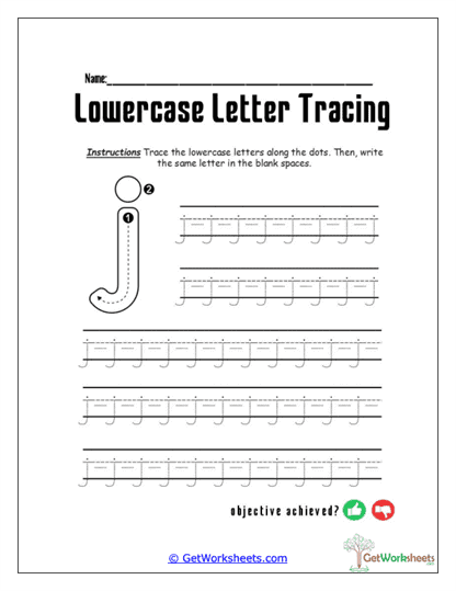 j Letter Line-Up Worksheet