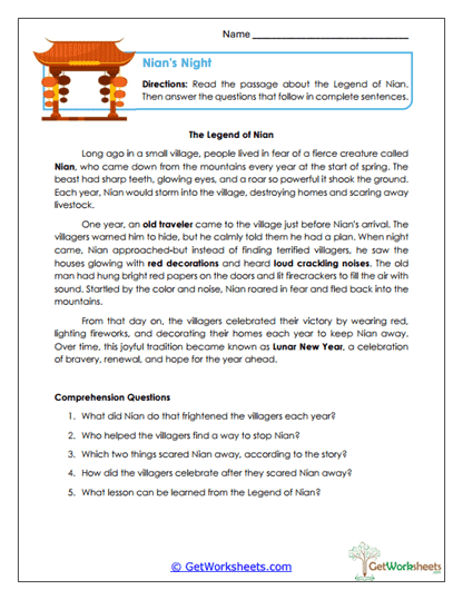 Lunar New Year Worksheets
