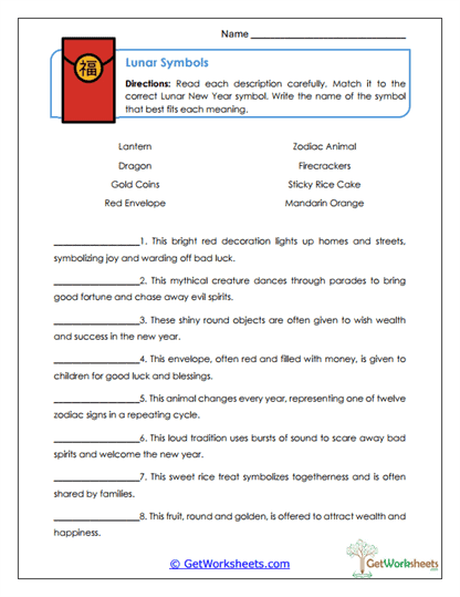 Lunar Symbols Worksheet