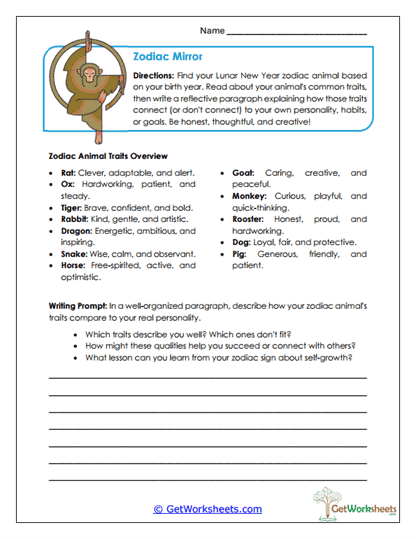 Zodiac Mirror Worksheet