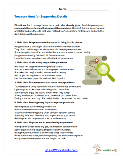 Detail Treasure Hunt Worksheet