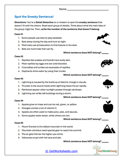A Sneaky Sentence Detective Worksheet