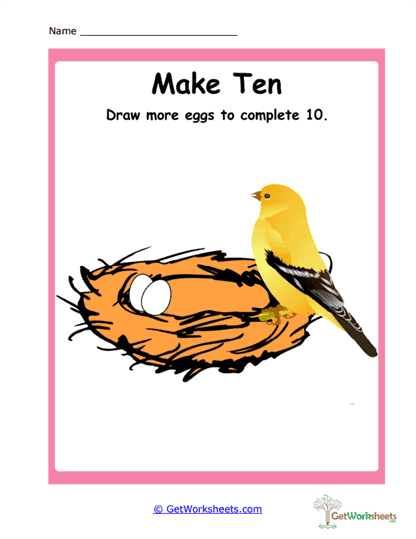 Completing Ten With Eggs Worksheet