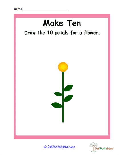 Drawing Ten Flower Petals Worksheet