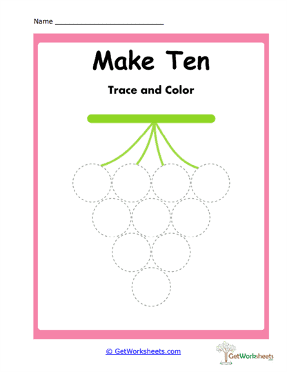 Tracing and Coloring Grapes Worksheet