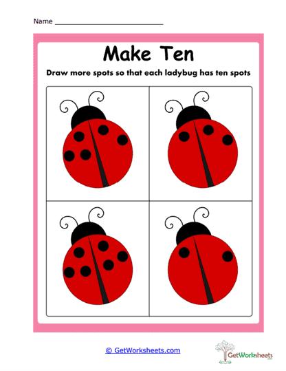 Completing Ten With Ladybugs Worksheet