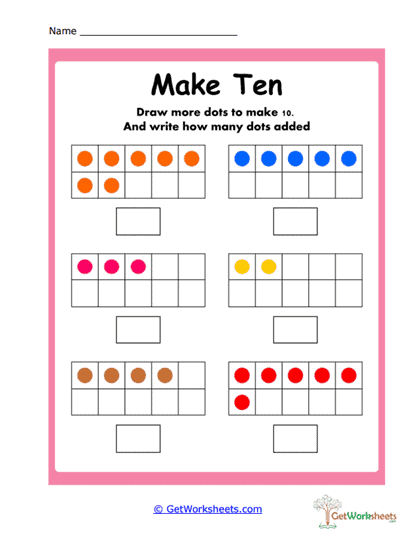Drawing Dots and Recording Addends Worksheet
