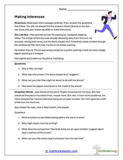 Clue-Based Conclusions Worksheet