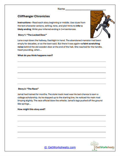 Cliffhanger Inference Builder Worksheet
