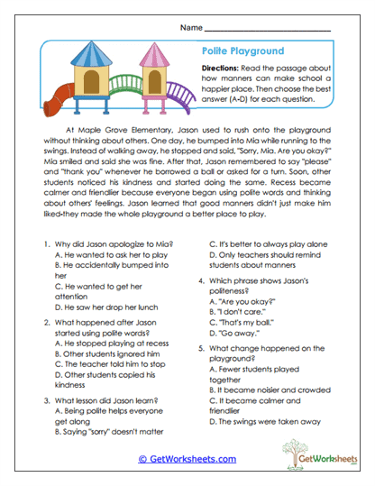 Manners and Politeness Worksheets