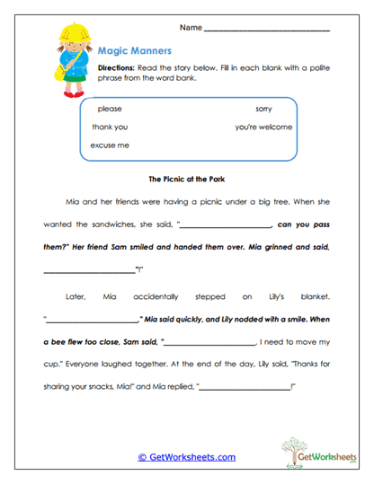 Magic Manners Worksheet