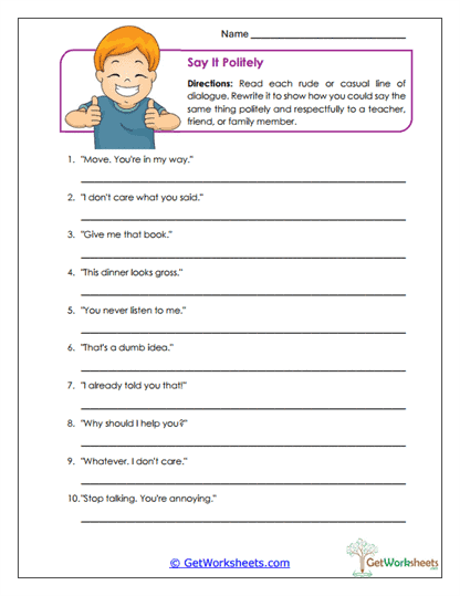 Say It Politely Worksheet