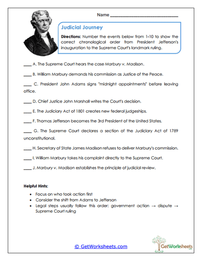 Marbury v. Madison Worksheets