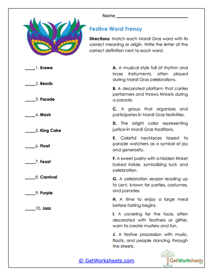 Festive Word Frenzy Worksheet