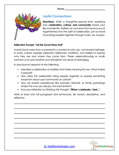 Joyful Connections Worksheet