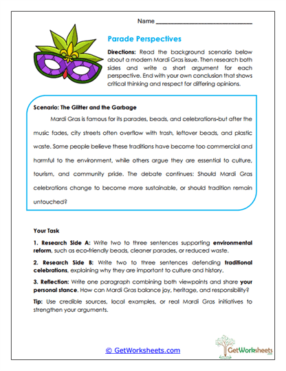 Parade Perspectives Worksheet