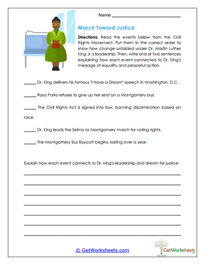 March Toward Justice Worksheet