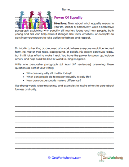 Power of Equality Worksheet