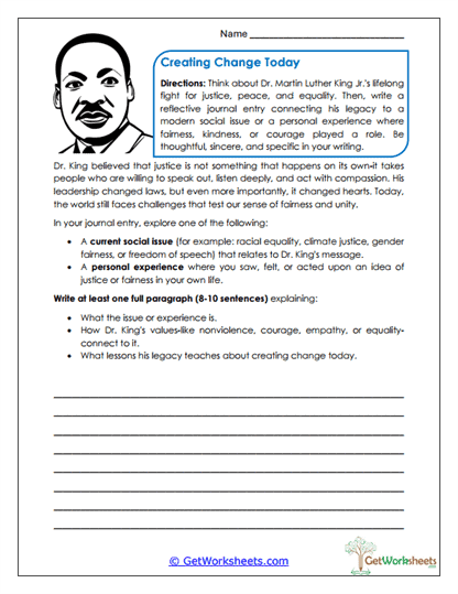 Creating Change Today Worksheet