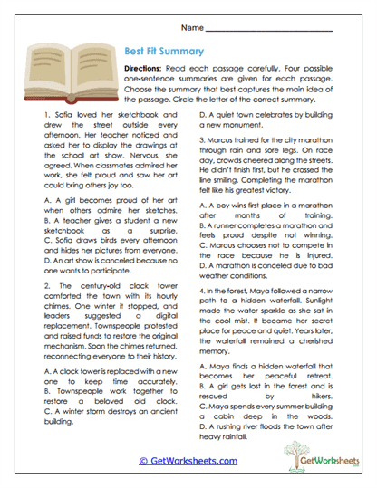 Best Fit Summary Worksheet