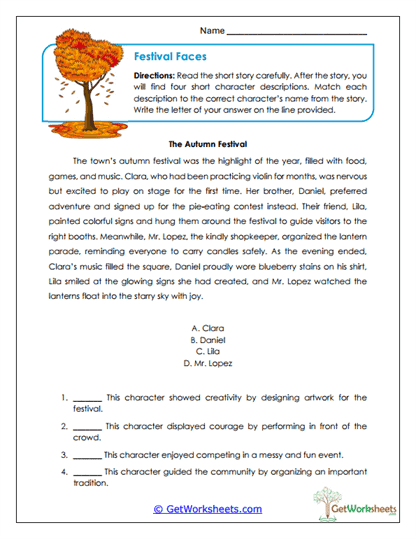 Festival Faces Worksheet