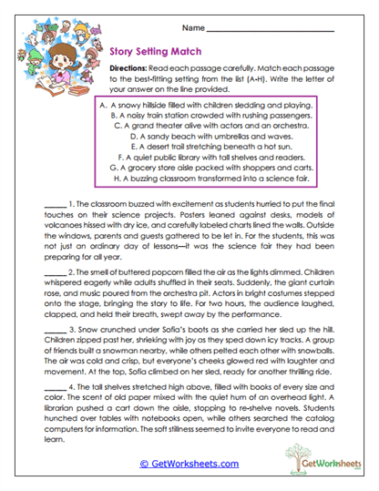 Story Setting Match Worksheet