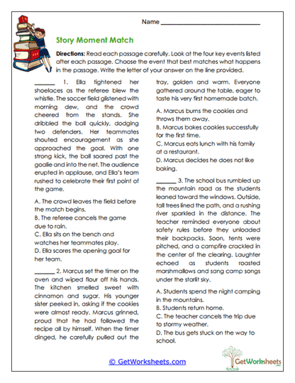 Story Moment Match Worksheet
