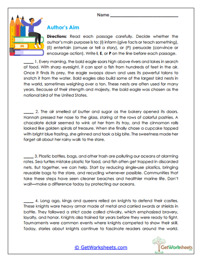 Author's Aim Worksheet