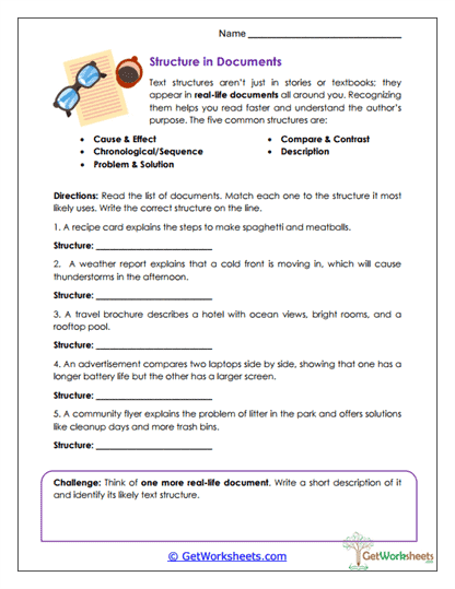 Structure in Documents Worksheet