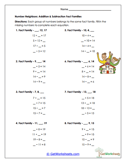Number Neighbor Sets Worksheet