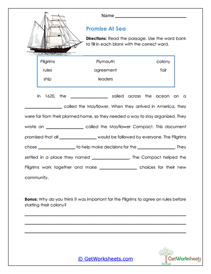 Promise at Sea Worksheet