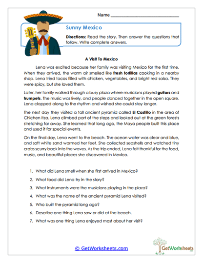 Sunny Mexico Worksheet