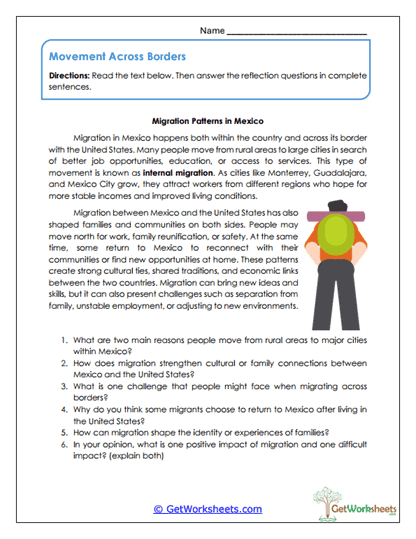 Movement Across Borders Worksheet